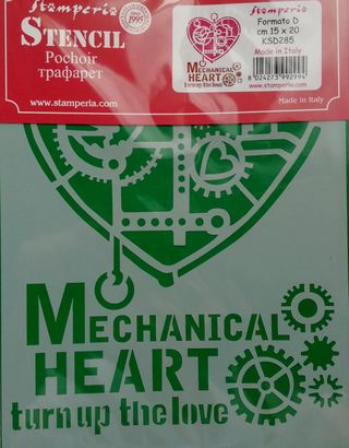 Šablóna plastová Stamperia Mechanical heart 20x15cm